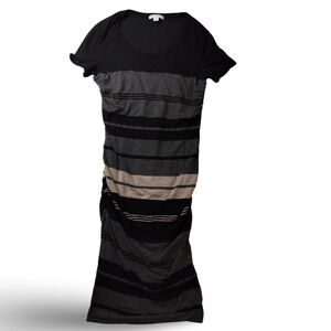 James Perse striped tee shirt dress maxi dress with rouching Size 2. Made in USA